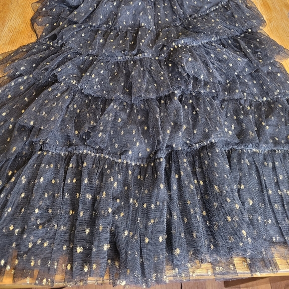 Bcbgmaxazria Dress Ruffles Layered Black Gold One Shoulder Party Prom Nightout - Picture 9 of 16